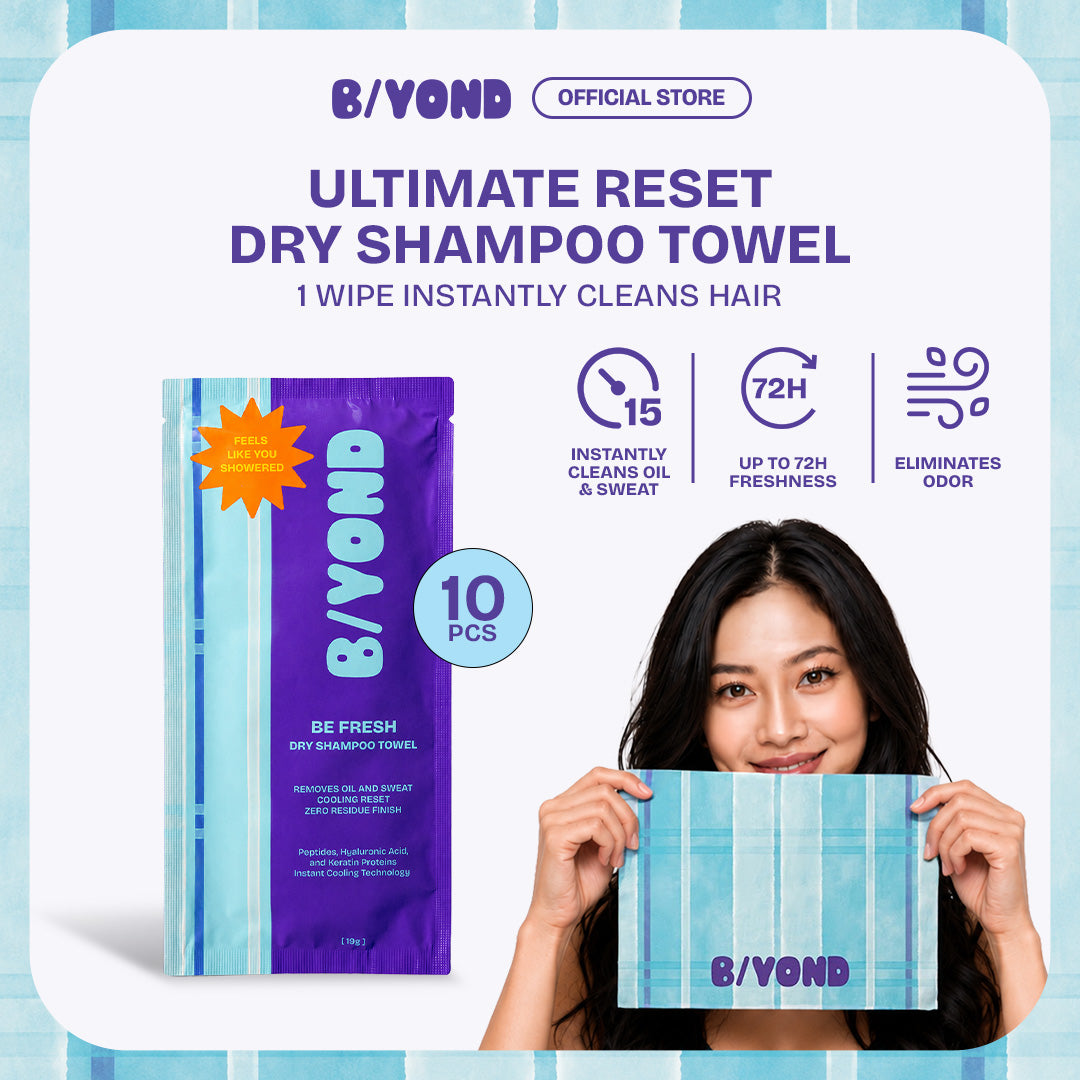 B/YOND Hair Reset Dry Shampoo Towel 10pcs | Wipes Dirt, Sweat & Oil | Anti-Dandruff Bimpo Panyo